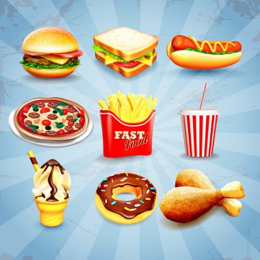 fast food icons clipart