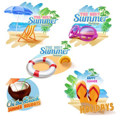 Yaz çıkartmaları illüstrasyon