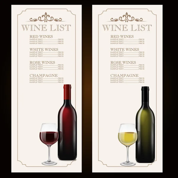 Sabroso menú de vino — Vector de stock