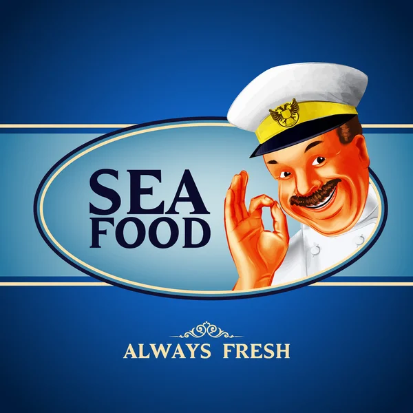 Kaptan deniz ürünleri menüsü — Stok Vektör