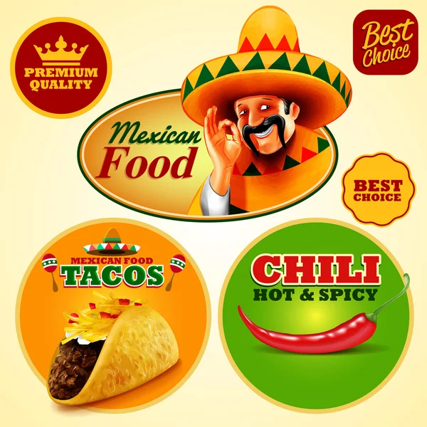 Banderas de comida mexicana — Vector de stock