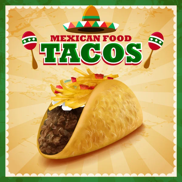 Tacos tradycyjne jedzenie — Wektor stockowy