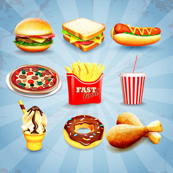 Fast food icons Stock Vector