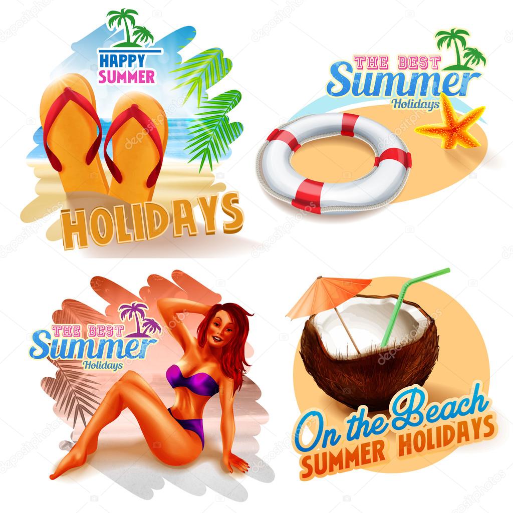 summer stickers  illustration