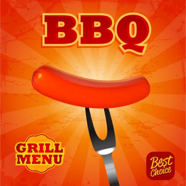 çatal üzerinde ızgara sosis