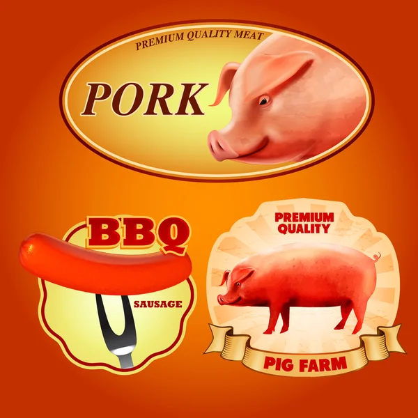 Kött mat klistermärken — Stock vektor
