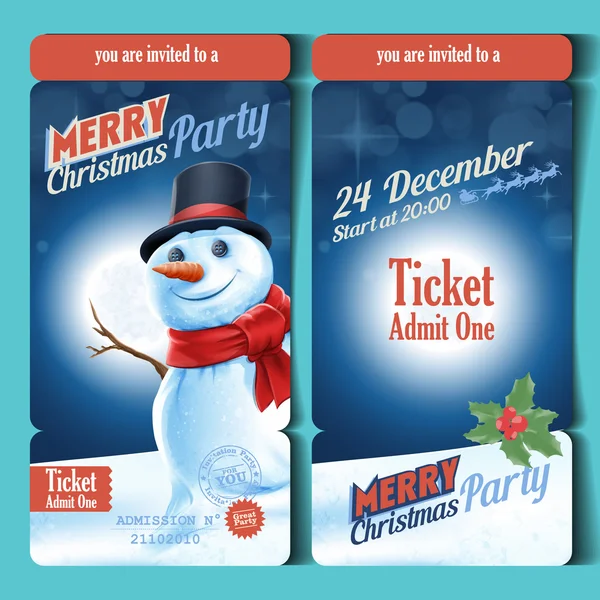 Χριστούγεννα εισιτήρια με χιονάνθρωπος — Διανυσματικό Αρχείο