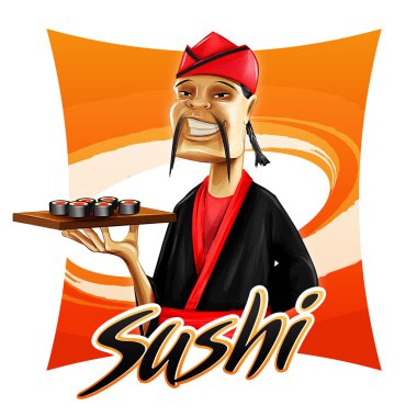 aşçı ile Sushi menüsü