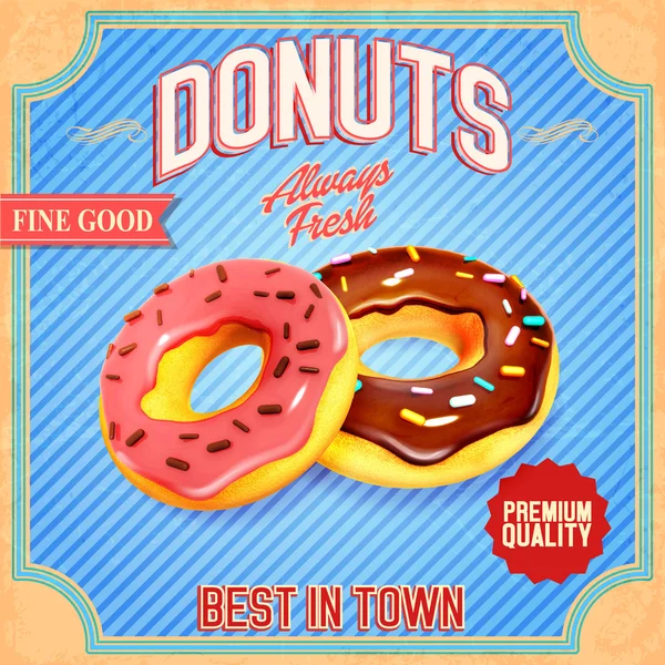 Donuts fundo vintage — Vetor de Stock