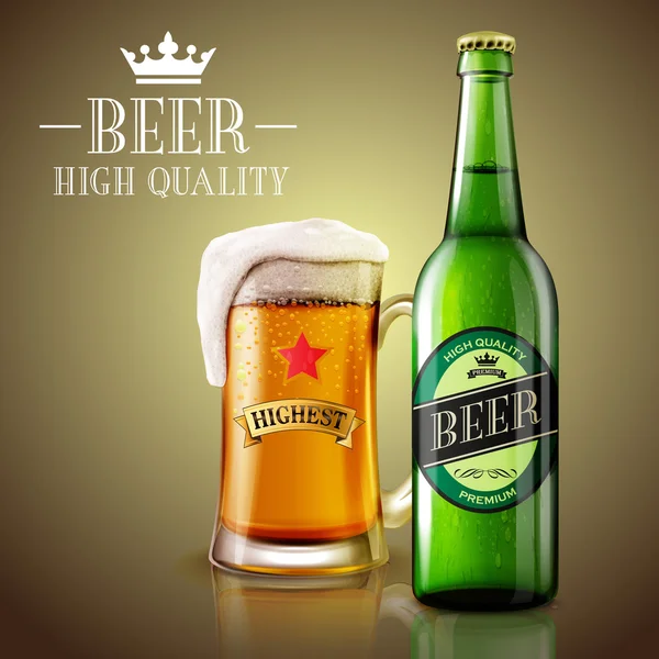Пиво кружка и бутылка — стоковый вектор