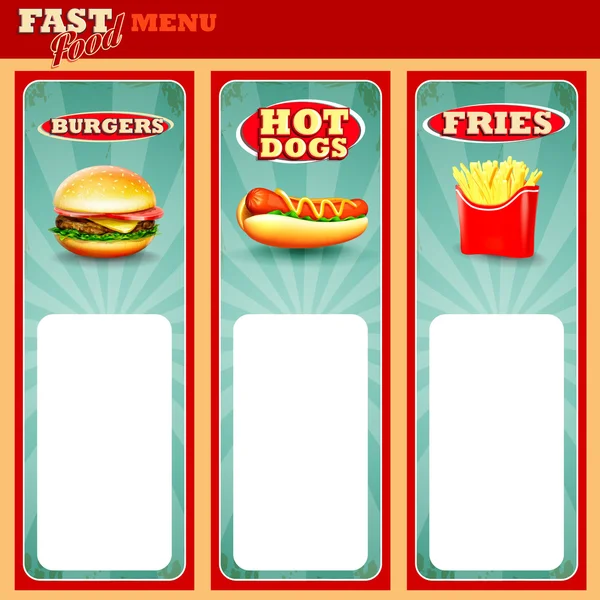 Menù fast food — Vettoriale Stock