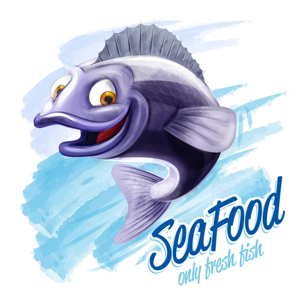 Pescado fresco de marisco — Vector de stock