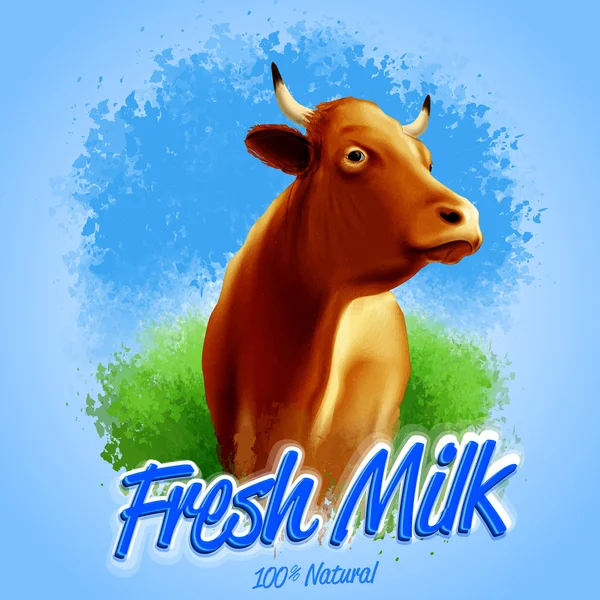 Свіже молоко з коровою — стоковий вектор
