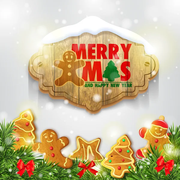 Різдвяна листівка з печивом — стоковий вектор