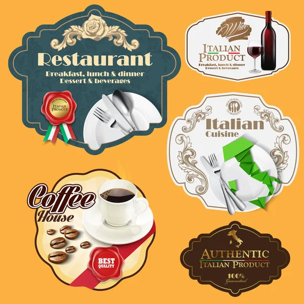 Italian Menu stickers — Stock Vector