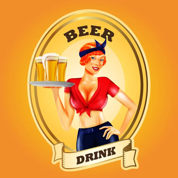 Belle fille de bière — Image vectorielle