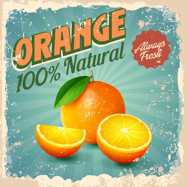Naranja vintage alimentos fondo — Archivo Imágenes Vectoriales
