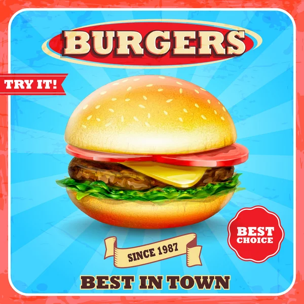 Menú de comida hamburguesa — Vector de stock