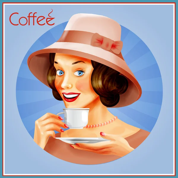 VINTAGE COFFEE GIRL — Stock Vector