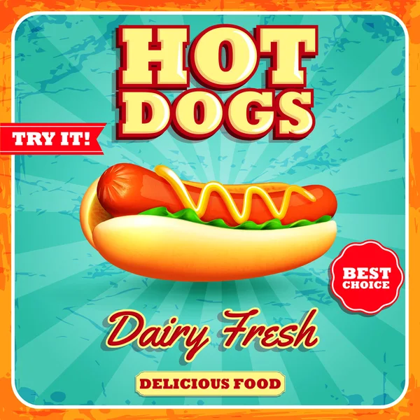 Pancarta de menú de perros calientes — Archivo Imágenes Vectoriales