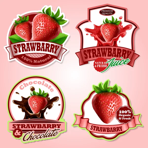 Fresas banderas de alimentos — Vector de stock