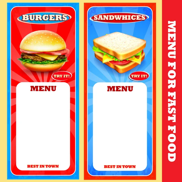 Fastfood menu — Stockvector