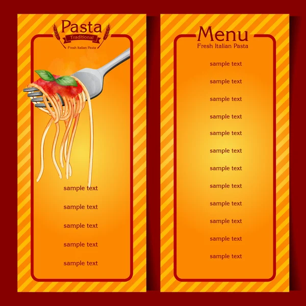 Pancarta de pasta de menú — Vector de stock