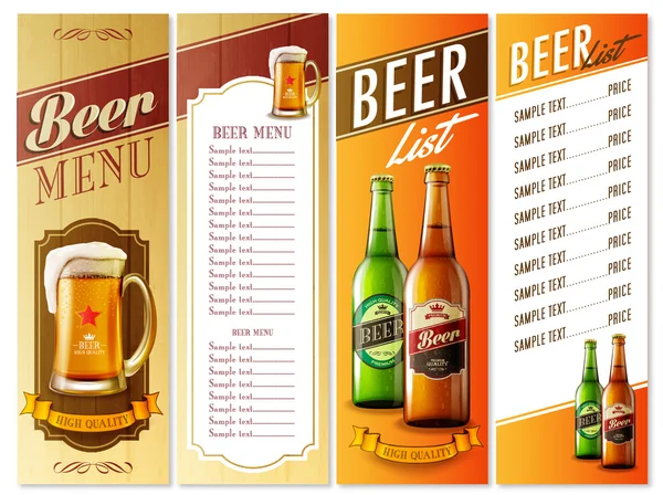 Liste de menu bière — Image vectorielle