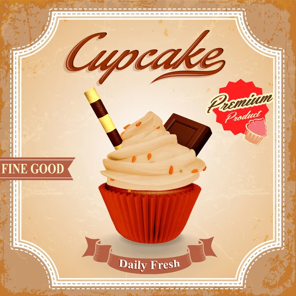 Menú vintage cupcake — Archivo Imágenes Vectoriales