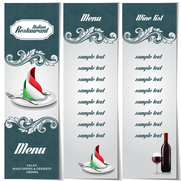 Modello di menu italiano — Vettoriale Stock