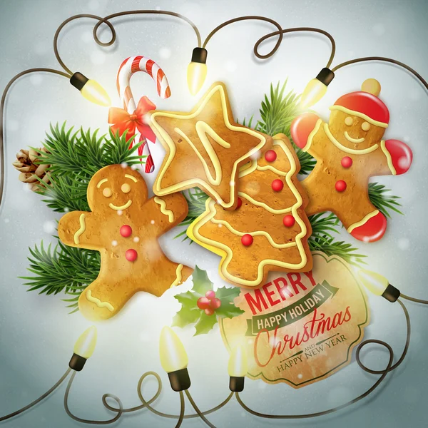 Carte de Noël avec cookies — Image vectorielle