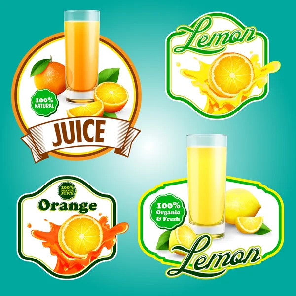 鲜榨果汁标签的插图 — 图库矢量图片
