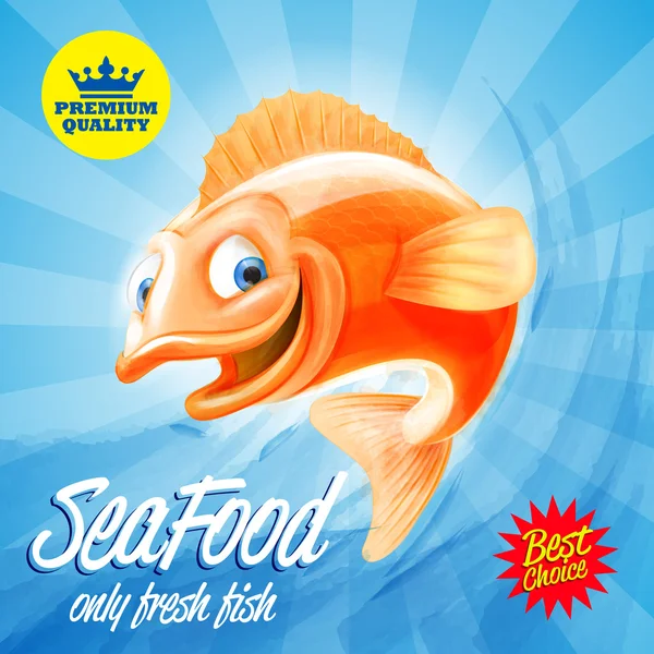 Fresh seafood fish — Stock Vector