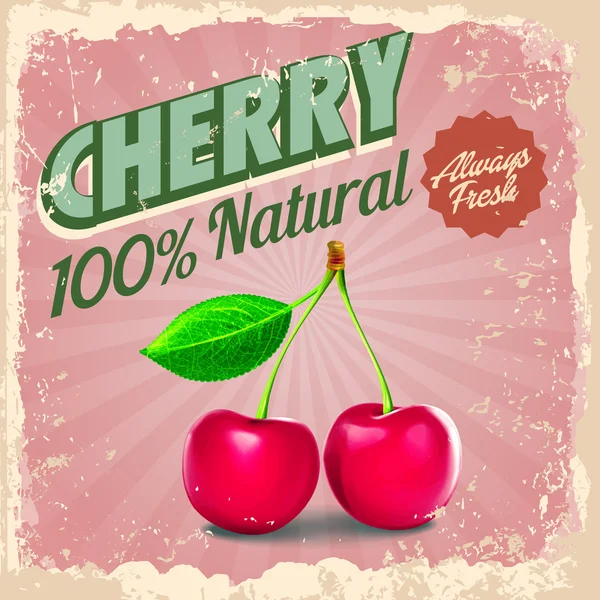 Cerises nourriture vintage — Image vectorielle