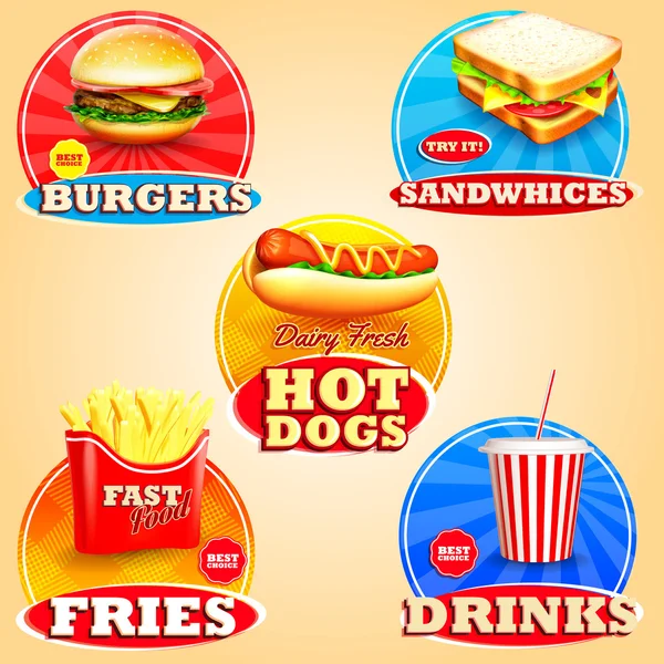 Menu de fast food — Vetor de Stock