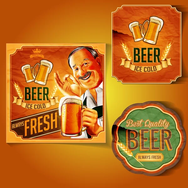 Insignias de cerveza para pub — Vector de stock