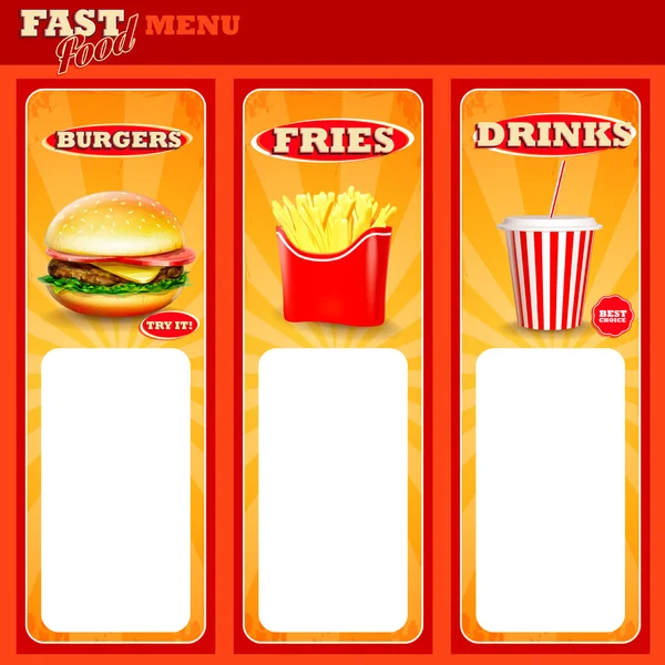 Fast food menüsü — Stok Vektör