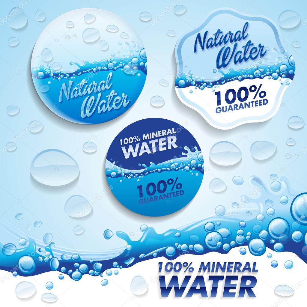 Fresh water labels on background