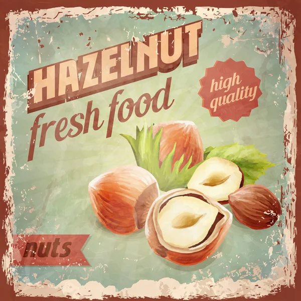 Hazelnuts vintage background — Stock Vector