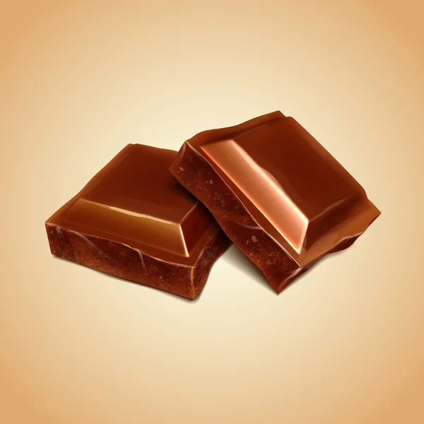 Sabrosas piezas de chocolate — Vector de stock