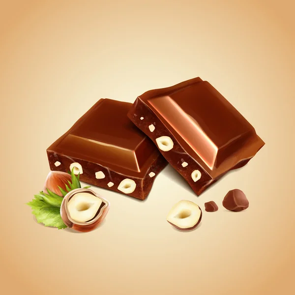 Sabrosas piezas de chocolate — Vector de stock