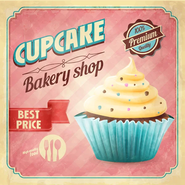 Menú vintage cupcake — Archivo Imágenes Vectoriales