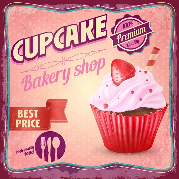 Cupcake vintage menu — Stockvector