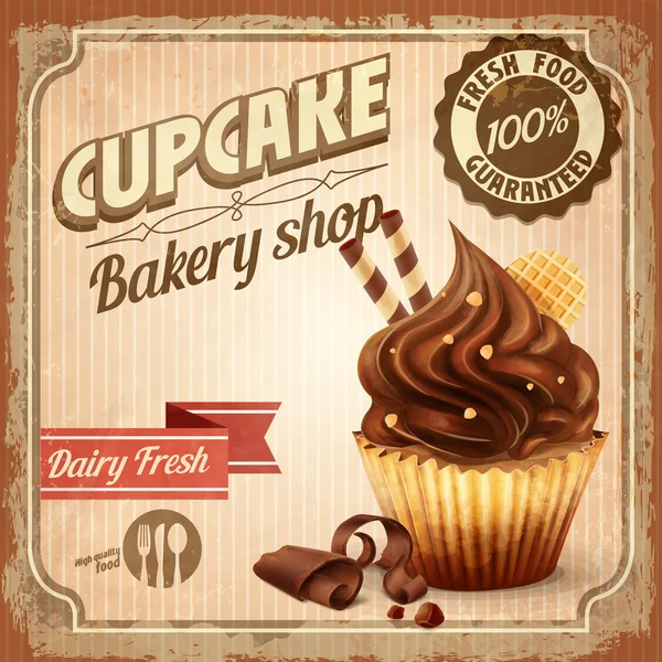 Cupcake vintage menü — Stok Vektör