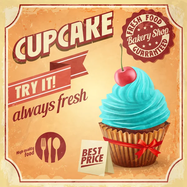 Cupcake Vintage Menü — Stockvektor