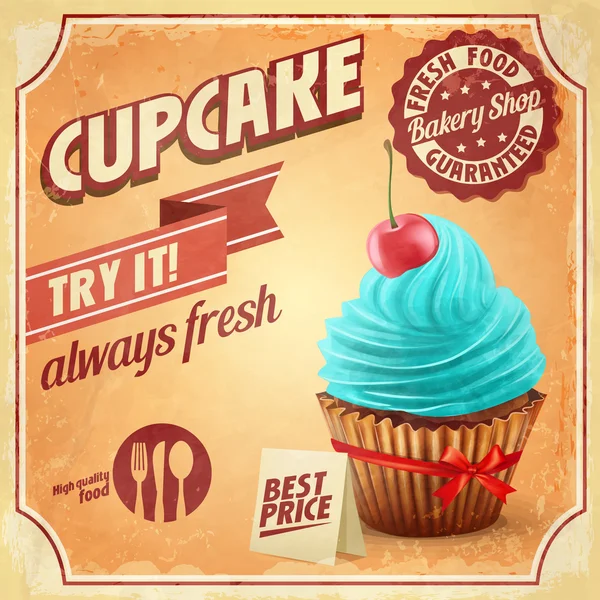 Cupcake vintage menu — Stockvector