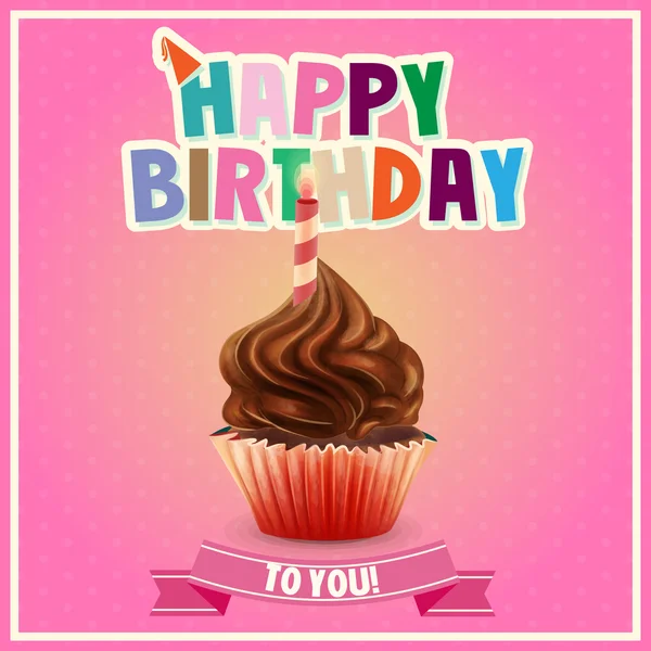 Tarjeta de cumpleaños feliz con cupcake — Archivo Imágenes Vectoriales