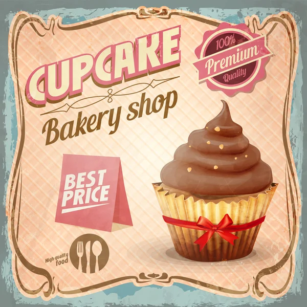 Menú vintage cupcake — Vector de stock