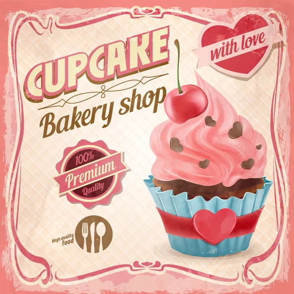 Menu vintage cupcake —  Vetores de Stock