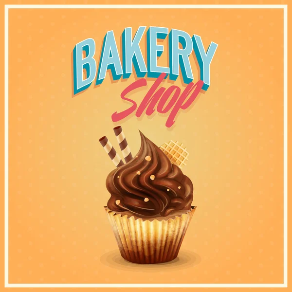 Bakkerij winkel met cupcake — Stockvector